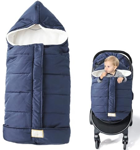 Babyfußsack Universal Winter-Fußsack für Kinderwagen Baby Winterfußsack mit Reißverschluss Fußsack für Kinderwagen aus Thermo-Fleece waschbar Tasche - Navyblau