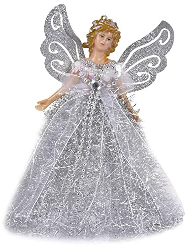 Ángel Punta del Árbol Adornos Navidad - 22 x13 c Figura de Plástic_o Adorno de Navidad Hogar Festividades Decoración Árbol de Navidad - Adornos Navideños Copa del Árbol