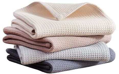 SupremePlus Waffelhandtücher – Premium-Küchen-Geschirrtuch in Großpackung, ideal zum Abwischen von Glas, Utensilien, Geräten, Geschirr und Händetrocknen, gewebtes Strickmuster, mehrfarbiges Design,
