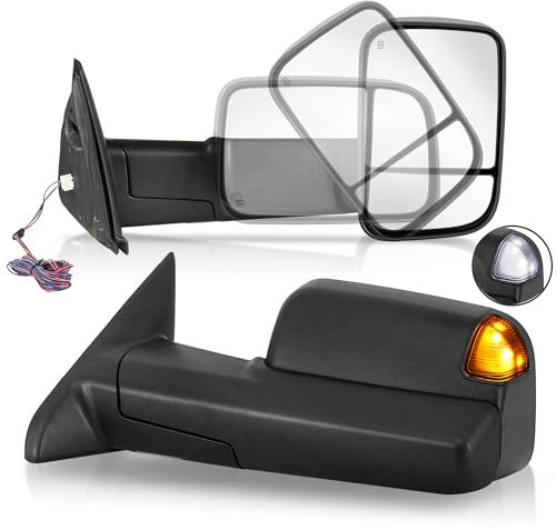 Pair Power Heated Tow Mirrors Compatible with 2002-2008 Dodge Ram 1500