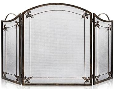 Funkenschutz/Funkenschutzgitter Europäischer Stil, Metall, Eisen, Familie, Wohnzimmer, Kamin, Paravent, geschnitzter hohler Feuerzaun Kaminfunkenschutzgitter