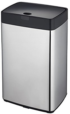 Dihl Chrome 35L Kitchen Bin with Motion Sensor Lid, Automatic Battery Operated Trash Can, Hygienic Waste Disposal, 35 Litre Capacity, Silver with Onyx Black Lid