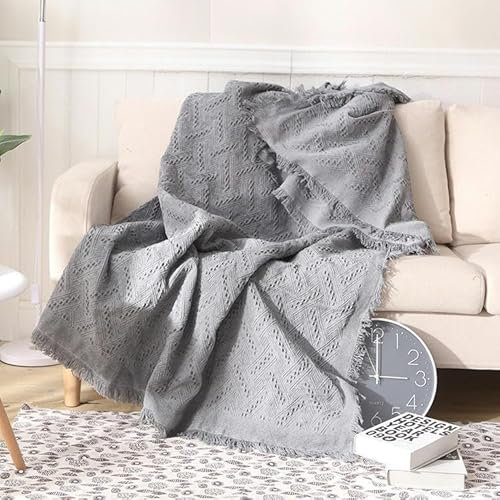 TAMUNI 90-340CM Wabenweiche Picknickdecke Boho Outdoor Teppich Strandmatte Baumwolle für Sofadecke Picknickdecke Outdoor Campingdecke mit Quaste