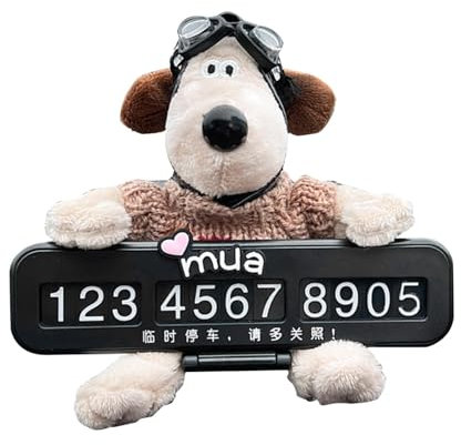 Temporäres Parken Schild Auto Parkplatz Auto Parkplatz - temporäres Parken mit Plüsch Hund - Telefon-Kennzeichen