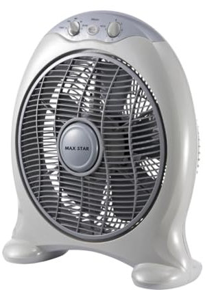 Max Star - Ventilador de Sobremesa 12 MS-1224 Potente 40W, Temporizador, Silencioso, Rejilla Protectora, 3 Velocidades, Anti-Vuelco, Portátil, Ventilación, Hogar, Oficina, Habitación