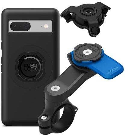 Quad Lock Motorcycle Handlebar Phone Mount Kit with Vibration Dampener and Pixel 7a MAG Case