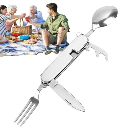 Campingbesteck-Set, abnehmbare Campingutensilien,4-in-1 Wanderbesteck-Set | Wanderset Multitools Besteck, Picknick-Utensilien-Set, faltbares Campingzubehör für Outdoor, Picknick
