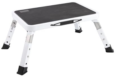 JADDUO Tritthocker Klappbar, höhenverstellbarer Klapptritt, Tritthocker mit Rutschfester Plattform Stahl Trittleiter mit Sicherung Klapp Fußtritt für Erwachsene oder Kinder in Küche, Haus, Büro