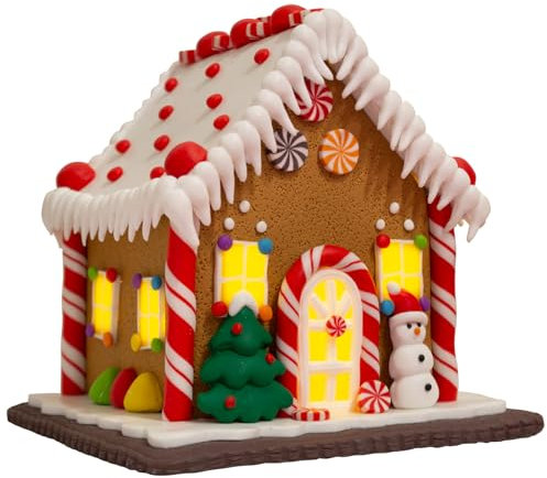 Christmas Paradise LED Lebkuchenhaus 14cm Weihnachtliche Dekoration Pfefferkuchenhaus braun
