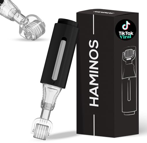 Derma roller con Depósito para Cabello, Barba, Piel, Labios, Arrugas, Estrías, Hiperpigmentación APLICACIÓN INSTANTÁNEA DEL SÉRUM, 105 Agujas de Titanio 0,25 mm