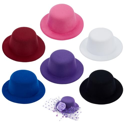 BENECREAT 6Pcs 6 Farben Fascinator Hut Basis, Crafts Mini Hut, Eva Stoff Mini Hut Dekoration Basis für DIY handgemachte Haarschmuck, Millinery Magic, Innendurchmesser: 80.5mm