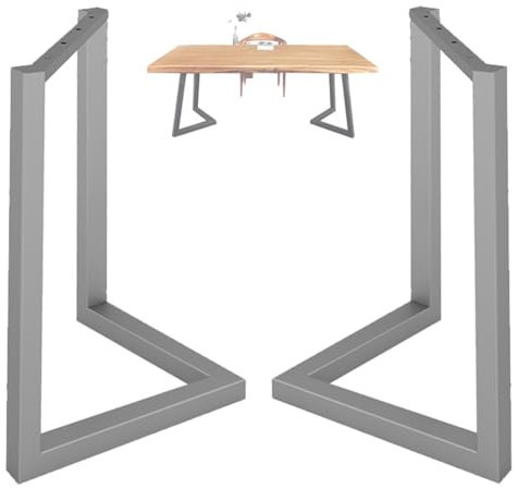 Furniture 2 Stück Tischbeine Metall Tischkufen Esstisch-Beine ErsatzMöbelfüße Couchtischbein Stahl V-Form Schrankfüße Schreibtisch Beine Einfache Installation(Grau,50x68cm)