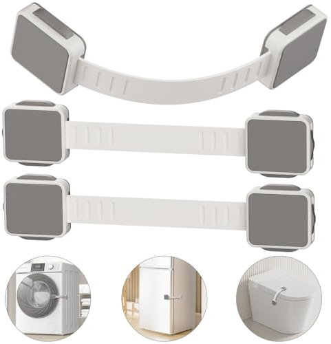 YUESHI PJL 3 Stück Verstellbare Babysicherheits-Schrankschlösser,schranksicherung baby，kindersicherung schubladen， Kindersicherung für Küchenschränke, Kühlschrank, Schubladen，3M Kleber ohne Bohren