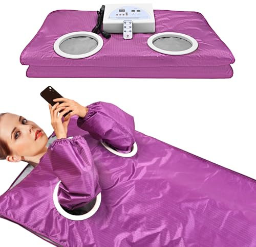 Sauna Infrarossi, MINENICE 2 Zone Oxford Far Infrared Sauna Blanket Professionale, Coperta Vapore a Infrarossi Sauna con 2 Maniche, Sauna da Casa Portatile per Disintossicazione Fisioterapia