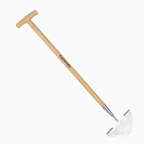 Eadwiella Lawn Edging Tool, Stainless Steel Lawn Edger, 39 Inch Edging Tool with T-Shaped Wooden Handle, Garden Tools for Landscaping, Walkways, Garden Beds, Driveways, Patio Grass Trenches
