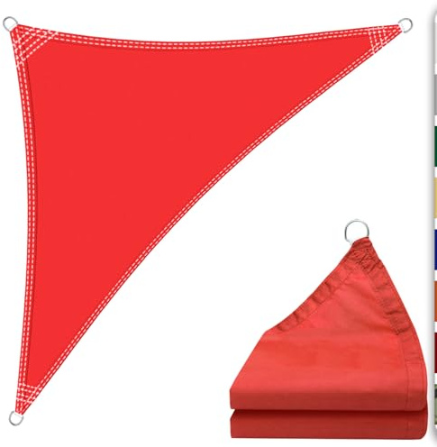 Sun Shade Sail 3m x 5m x 5.8m Triangle Sunscreen Waterproof Awning Canopy, 180g/㎡ Shade Cover UV Block with Free Rope for Outdoors Activities, Garden, Patio, Yard, Party. (Red)