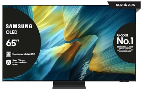 Samsung Smart TV 65'' QE65S95FAEXZT OLED 4K, NQ4 AI Gen4 Processor, 4K AI Upscaling, Glare Free, Dolby Atmos & OTS+, Infinity One Design, 2025