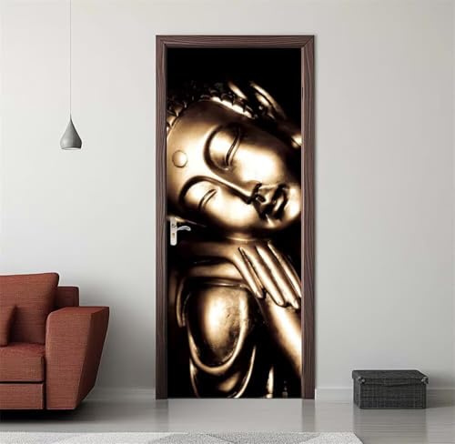 Türtapete Selbstklebend Türaufkleber Bronze Mann Steinstatue Türfolie 86x200 cm 3D Fototapete Türposter PVC Wasserfest Türbilder Wandtattoo für Schlafzimmer Bad Wohnzimmer Tür Dekoration -DS798