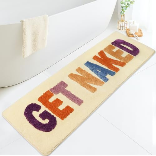 Ragelion Badematte Get Naked Bath Mat Badteppich Badezimmer Bad Teppich rutschfest Waschbar (beige, 120 x 45 cm)