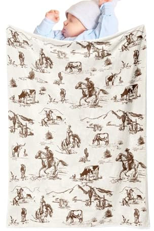Eoixuqba Couverture pour bébé Cheval | Western Baby Stuff – Couette Douce Vintage pour Ferme, Voiture, Appartement, Camping, Cuisine, extérieur, Pique-Nique, Parc, Plage