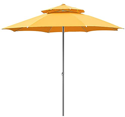 Parasol de terrasse double face, jaune, rond, amovible, pour la plage, le jardin, la cour et la terrasse, parasol élégant pour la détente et la protection
