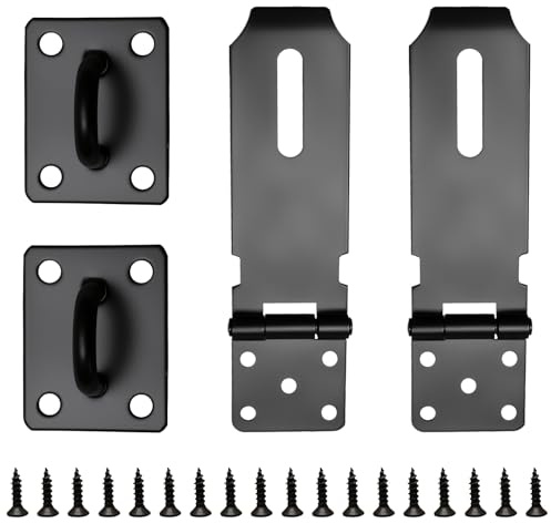2Sets Stainless Steel Padlock Hasp and Staple, 4-Inch Heavy-Duty Locking Hasp Door Latch Gate Lock for Shed Door Gate Latch Cabinet Clasp Security Lock External Door Window Pet Cage Locker Shed Drawer