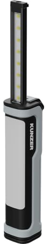 KUNZER PL-TSK LED-Arbeitslampe, Kopfstrahler und ausziehbarem Licht, 500 lm | Werkstattleuchte, Akku 2200 mAh, USB-Ladung, 82 g Gewicht, Arbeitslicht, Ladekabel, Magnetfuß