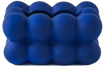 Nordic Blue Ceramic Tissue Box Cover, Modern Bubble Shape Tissue Holder Dispenser for Living Room Coffee Table, Stylish Napkin Holder Napkin Dispenser Paper Holder Home Decoration