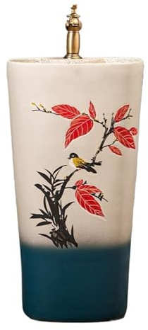 Classique Lavabo d'extérieur sur pied en céramique avec robinet et kit de vidange Pratique