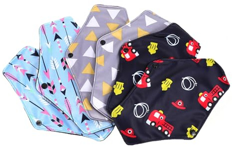 DECOMELODY 6 Compresas Sanitarias de Tela Reutilizables y Bolsa de Almacenamiento Varios estilos Diseño de Dos Broches Color Aleatorio Varios estilos para Bragas Menstruales Femenino