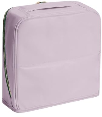 Bolsa de almacenamiento de maquillaje de piel con apertura vertical, portátil, para mujer, impermeable, para equipaje, Purple, L