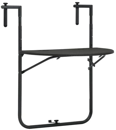 Mesa Colgante Balcon Mesa de balcón marrón 60 x 64 83,5 cm, Aspecto plástico, Ideal for Camping al Aire Libre