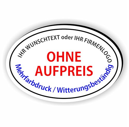 Fassbender-Druck SCHILDER - OVALES WUNSCHSCHILD - Wunschtext Schild - komplett anpassbares Schild in OVAL mit Text und Bild - Aluverbundplatte mit vielen Größen für alle Arten Wunschschilder