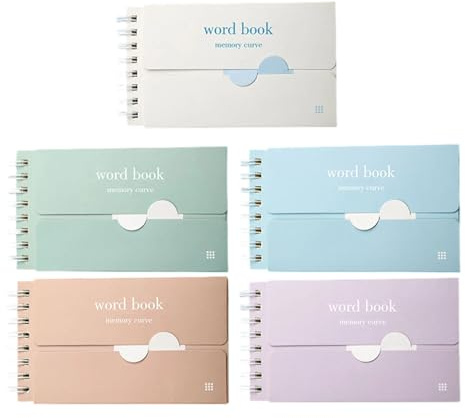 XINGLIDA Juego de 5 blocs de notas reutilizables para aprender diseñados para el aprendizaje de repeticiones y ejercicios de recordatorio activos. Cuaderno de vocabulario Ebbinghaus Memory