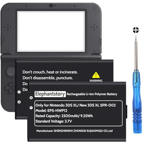 Elephantstory SPR-003 Batterie per Nintendo 3DS XL/New 3DS XL, 2500mAh Ricaricabile Batterie di Ricambio ai Polimeri di Litio con Strumenti