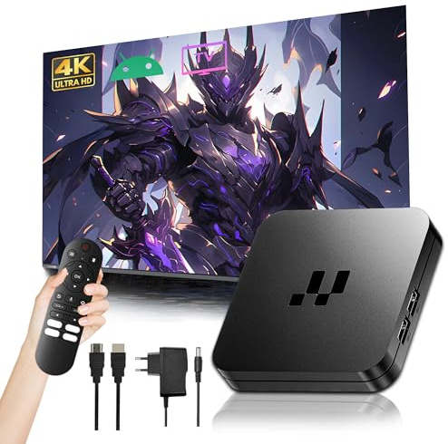 2026 Y1 Android TV Box, 4K Ultra HD Smart Box for TV, Android 16.0 Internet Channel Box TV Device, S905 Chip, 2.4GHz+5GHz Dual WiFi, USB 2.0, Compact & Powerful (Bluetooth Voice Remote Control)