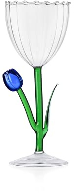 Ichendorf Milano Calice Ottico Tulipano Lilla, Collezione Botanica, 28 cl, Vetro Borosilicato, Fatto a Mano