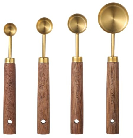 4Pcs Measuring Cups and Spoons Set, Teaspoon Measure Scoop Stainless Steel