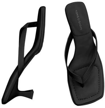YOSUWOAI Pumps - Sandalias de tacón alto para mujer con separador de dedos Peeptoe, Negro , 53