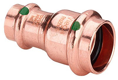 Pressfittinge T-Stück, 45° Bogen, Kappen, Muffen, 90° Bogen, Winkel Pressfittings Reduziermuffen Kupfer Rohrverbindung (Red. Muffe - 15 x 12 mm)