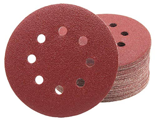 100 Stück Klett-Schleifscheiben ø 125 mm - Korn 80 - Haft Schleifscheiben-Klett für Exzenter-Schleifer 8 Loch