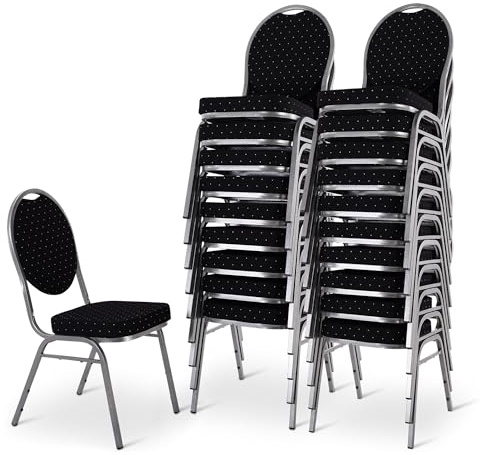 MACOShopde by MACO Möbel Raburg Stapelstuhl 20er-Set – Bankettstuhl gepolstert & stapelbar, bis 150 kg belastbar, robuster Stahlrahmen – Gastronomie, Hotel, Konferenz & Events | Vienna Silber/Schwarz