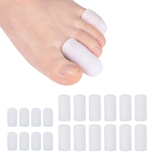 20Pcs Gel Toe Protectors - Durable Silicone Toe Caps, Toe Cushion Guard Cover for Women Men, Relieve Ingrown Toenails, Hammer Toes, Corns, Blisters, Callus, 8S + 12M
