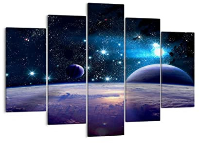 ARTTOR Leinwandbild 150x100cm Wandbild Weltraum - 3575 | Kosmos Planet Mehrteilige Groß XXL Wanddekoration Wohnzimmer Schlafzimmer Wanddeko Wand Kunstdruck Wandkunst ARTTOR
