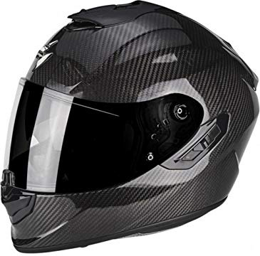 Scorpion - EXO-1400 Solid Integralhelm, Schwarz, Carbonfaser, für Motorroller, mit internem SpeedView-Sonnenvisier, einziehbar, TCT (XS)