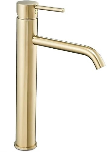 Rea Waschtischarmatur LUNGO L.GOLD HAUT Wasserhahn Bad Badarmatur aus Messing Armatur für Waschbecken Badezimmer Mischbatterie Waschbecken Einhebel (Gold)