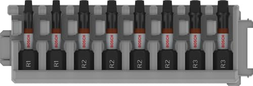 Bosch 8x PRO R Impact Bit Set, R1 (x2), R2 (x4), R3 (x2), 55 mm, 8-tlg. | Länge 55 mm, Professional Zubehör Schraubendreher, Bohrmaschine/Schrauber