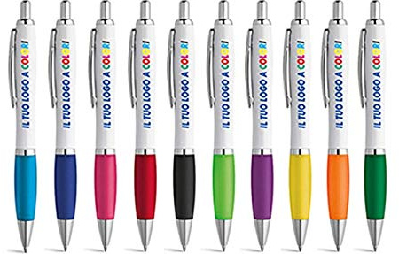 Penne Personalizzate Personalizzabili, Stampa con il tuo Logo Nome o Slogan Gadget Promozionali Stampa a Colori… (NERO, 100 Pezzi)