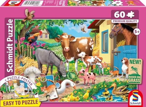 Schmidt 56574 Bauernhof Tiere Kinderpuzzle, 60 Teile