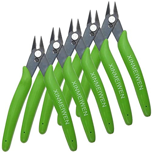XINMEIWEN Lot de 5 mini pinces coupantes électroniques de précision pour les besoins de coupe ultrafine (vert gazon)